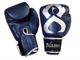 Gants de Muay Thaï personnalisés en cuir véritable avec texte/logo brodé : KNGCUST-R-424