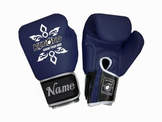 Gants de Muay Thaï personnalisés en cuir véritable avec texte/logo brodé : KNGCUST-R-427