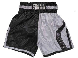 Short de boxe anglaise Personnalisé : KNBXCUST-2049-Noir-Gris