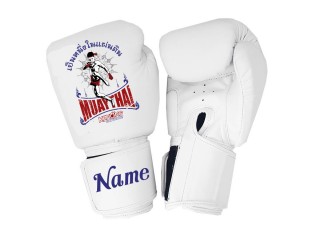 Gants de Muay Thai Personnalisés : KNGCUST-098 Blanc