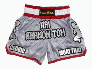 Short de Muay Thai Personnalisé : KNSCUST-1220 Argent