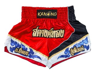 Short de Muay Thai Personnalisé : KNSCUST-1231 Rouge