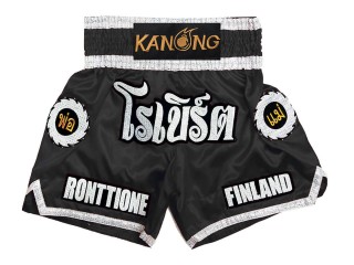 Short de Boxe Muay Thai Personnalisé : KNSCUST-1242-Noir