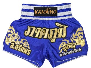 Short de Boxe Muay Thai personnalisable : KNSCUST-1249-Bleu