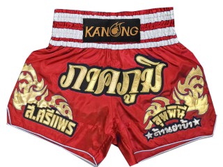 Short de Boxe Muay Thai personnalisable : KNSCUST-1249-Rouge