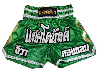 Short de Kickboxing Personnalisé : KNSCUST-1250-Vert