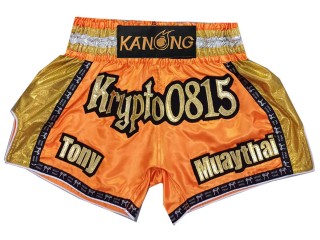 Short de Boxe Muay Thai personnalisable : KNSCUST-1257 Orange