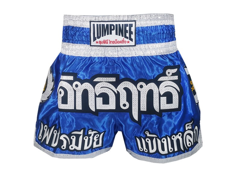 Lumpinee Short Boxe Thai : LUM-050-Noir-Argent